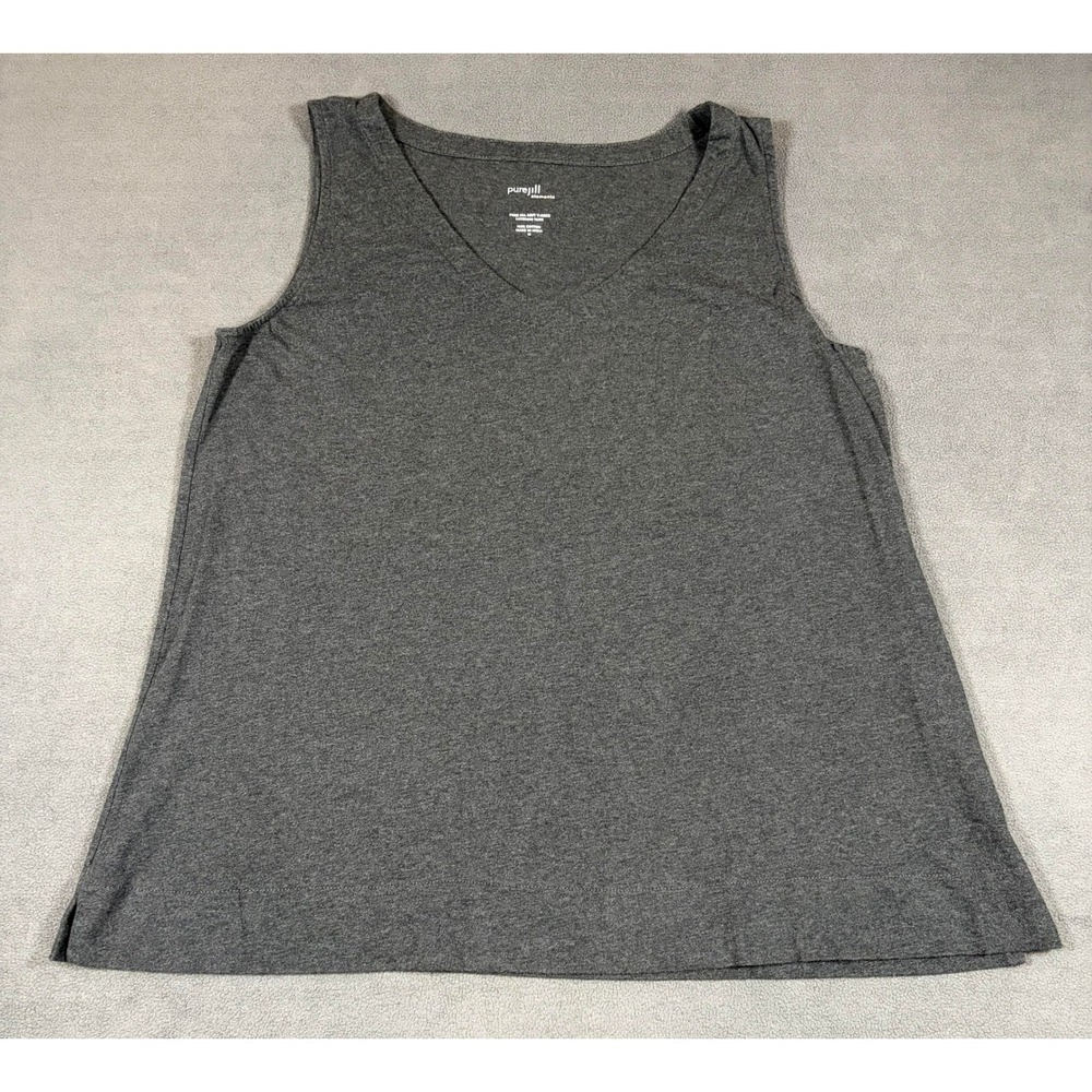 Pure Jill Layering Tank Womens Medium Gray V-Neck Soft Cotton Sleeveless Top